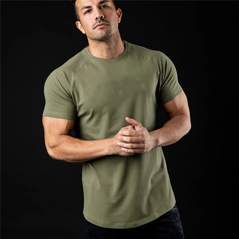 Plain T Shirt Men New Fashion Tee Shirts Summer Cotton Short Sleeve Tshirt Fitness Mens Gym Clothing Casual Sports T Shirts-Unboundless