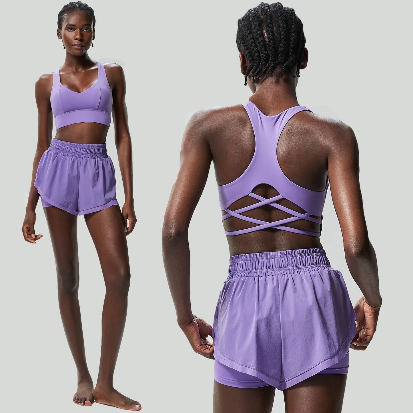 Women Outdoor Running Suit Summer Breathable Quick Dry Short Sportswear Two Pieces Fitness Yoga Set Female Exercise Gym Clothes-Unboundless
