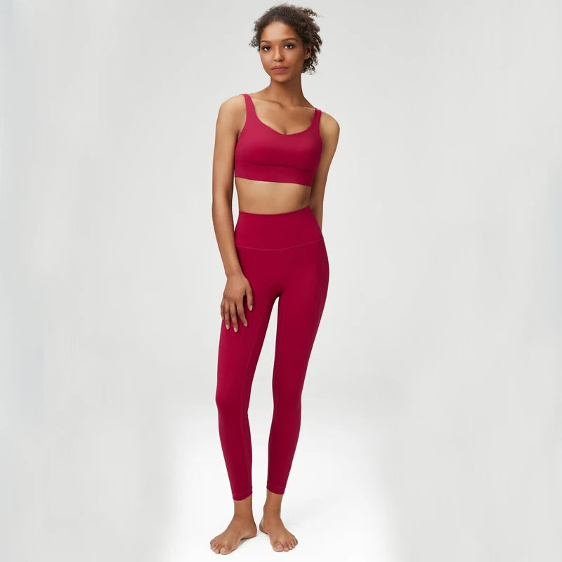 Two Pieces Fitness Yoga Set Women Solid Color Buttery Soft Gym Suit Breathable Workout Running Sportswear Female Clothes-Unboundless