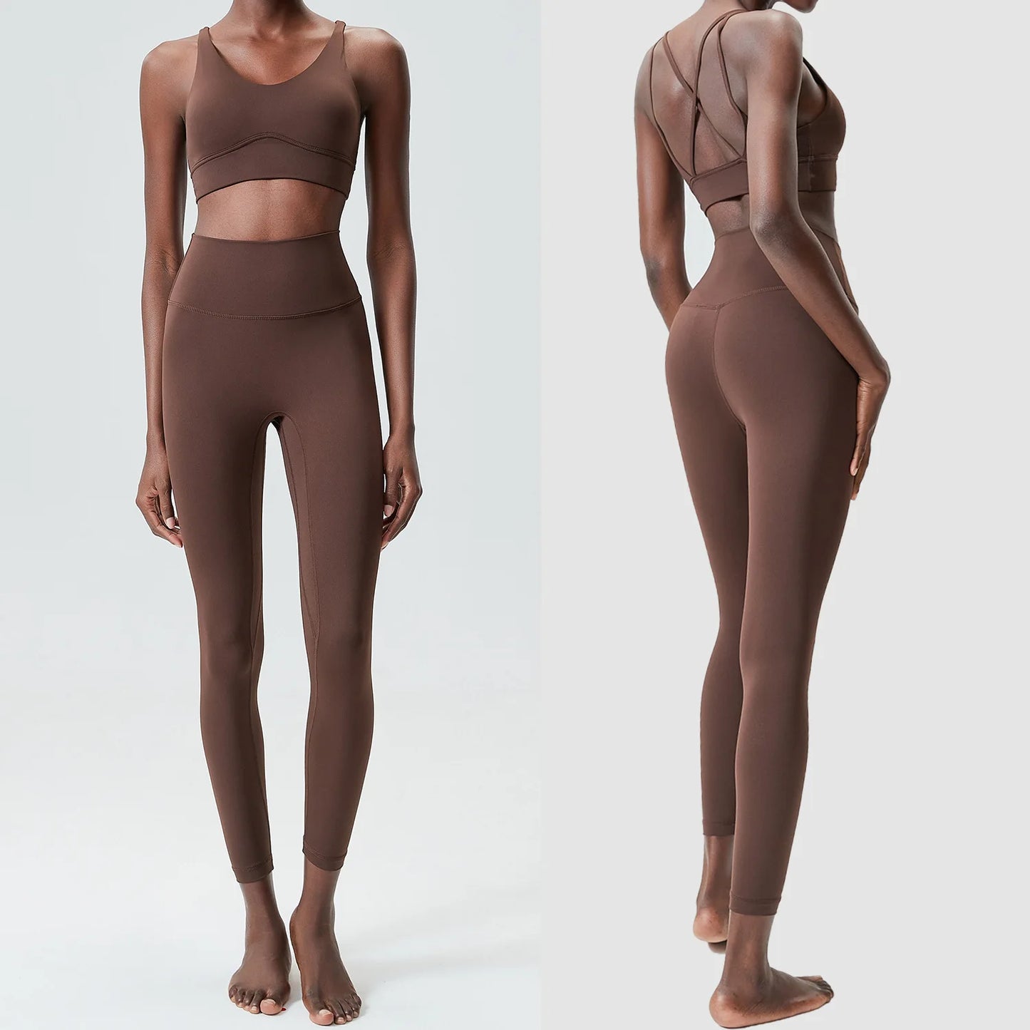 Women Two Pieces Fitness Yoga Set Buttery Soft Stretch Fabric Gym Suit Slim Fit Breathable Quick Dry Sportswear Workout Clothes-Unboundless