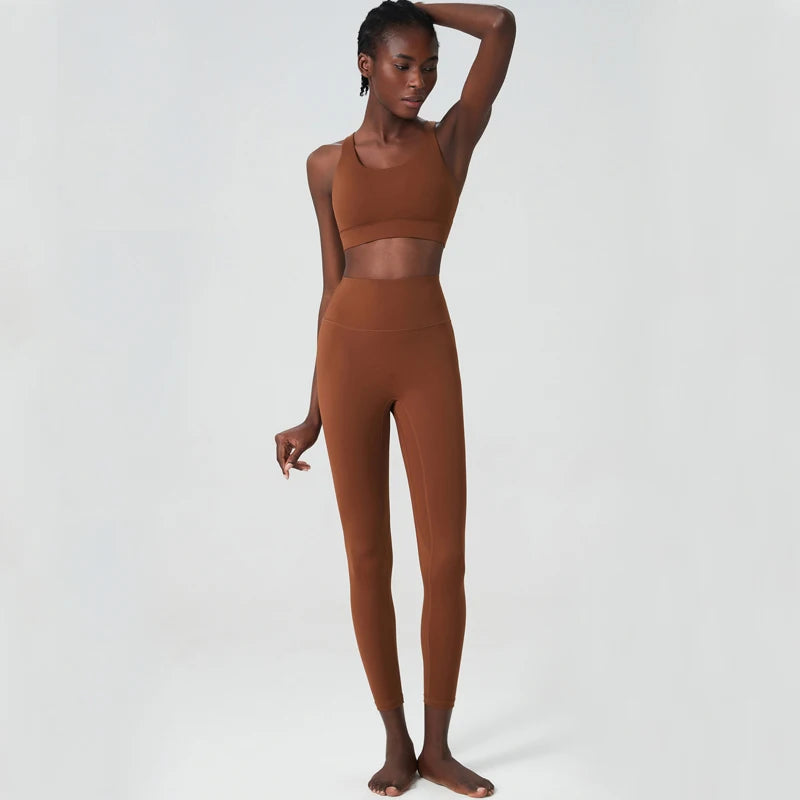 Women Two Pieces Fitness Yoga Set Solid Color Super Stretch Soft Gym Running Suit Buttery Soft Breathable Workout Clothes-Unboundless