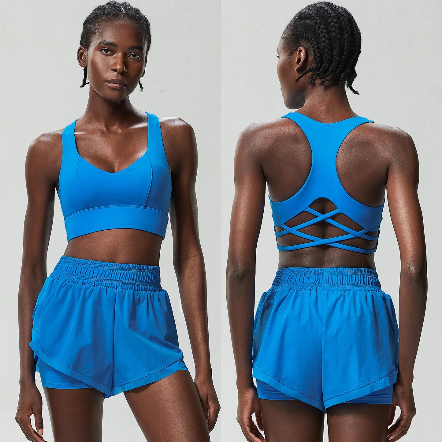 Women Outdoor Running Suit Summer Breathable Quick Dry Short Sportswear Two Pieces Fitness Yoga Set Female Exercise Gym Clothes-Unboundless