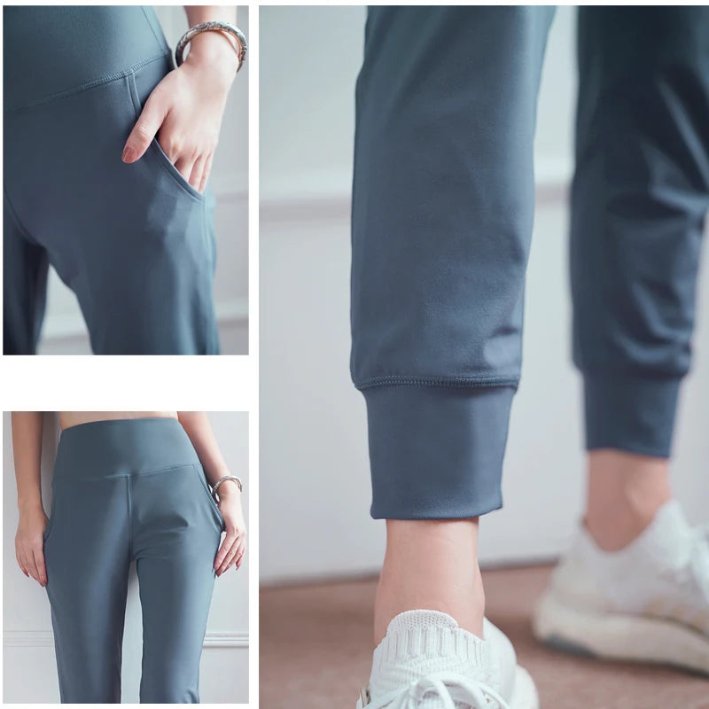 Women Quick-Dry Sports Pants High Waist Running Pants Loose Gym Sweatpants Outdoor Fitness Workout Trousers-Unboundless