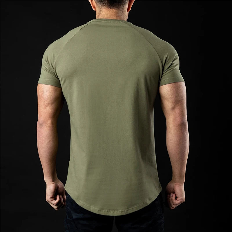 Plain T Shirt Men New Fashion Tee Shirts Summer Cotton Short Sleeve Tshirt Fitness Mens Gym Clothing Casual Sports T Shirts-Unboundless