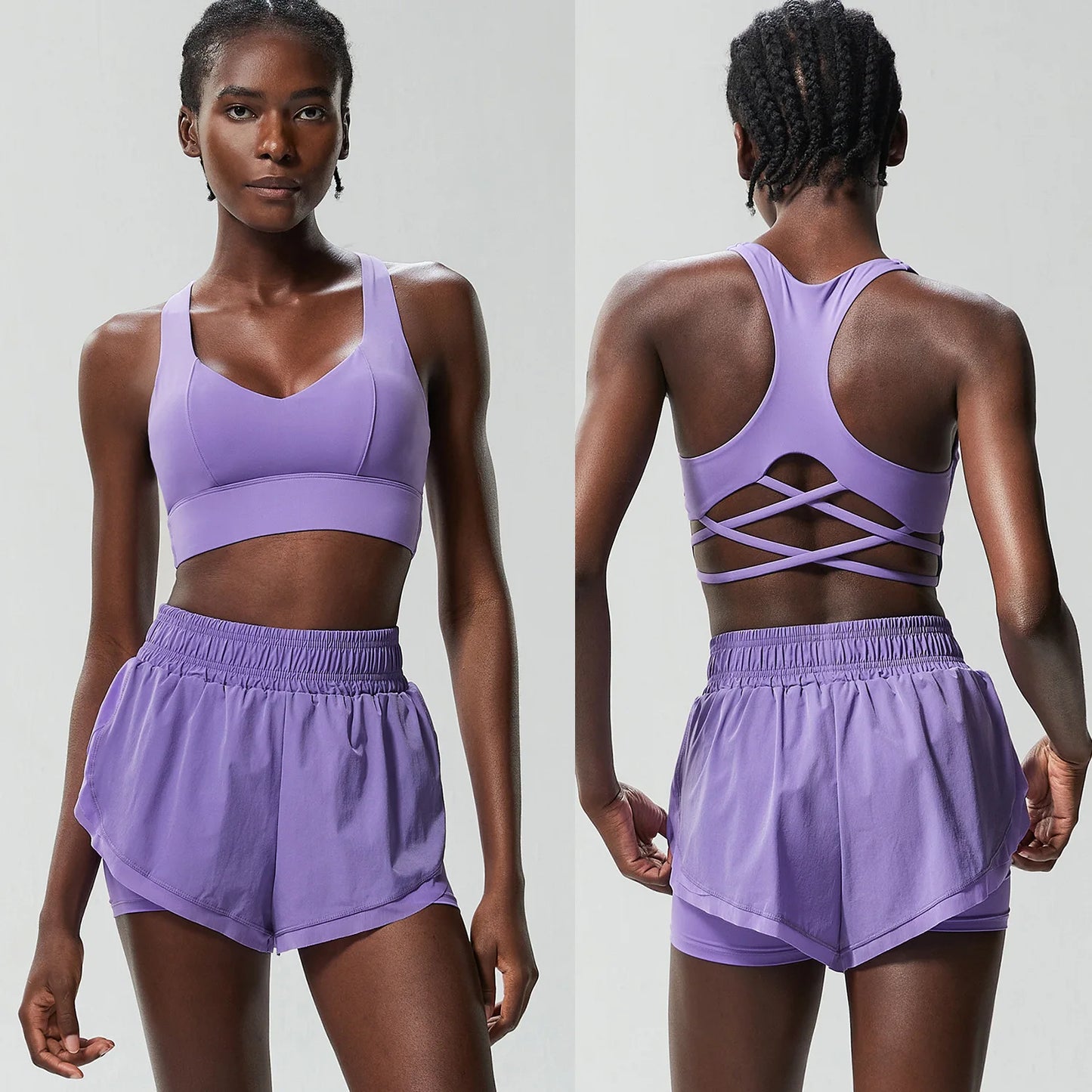 Women Outdoor Running Suit Summer Breathable Quick Dry Short Sportswear Two Pieces Fitness Yoga Set Female Exercise Gym Clothes-Unboundless