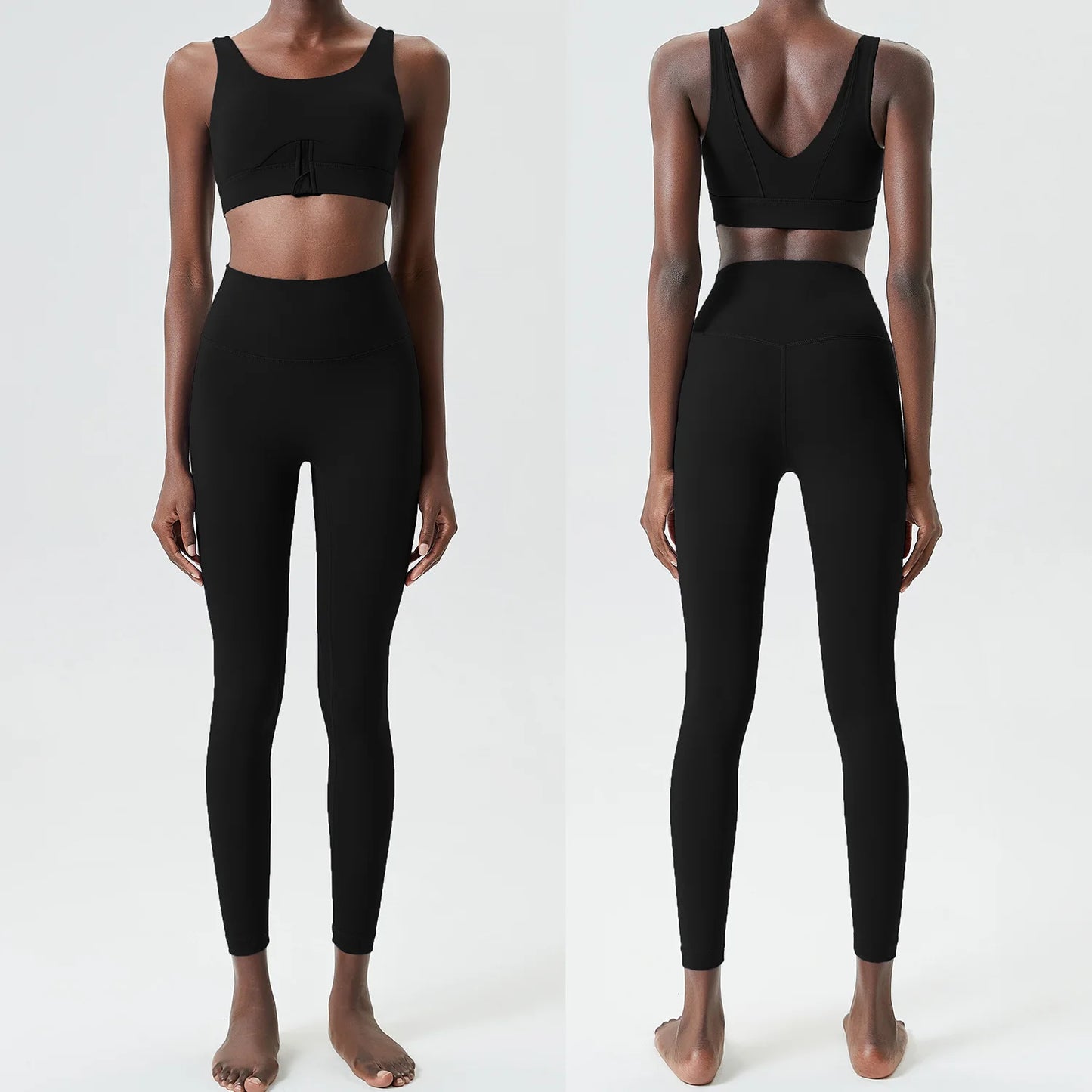 Women Two Pieces Fitness Yoga Set Solid Color Slim Fit Running Sportswear High Impact Bra and Leggings Gym Suit Workout Clothes-Unboundless