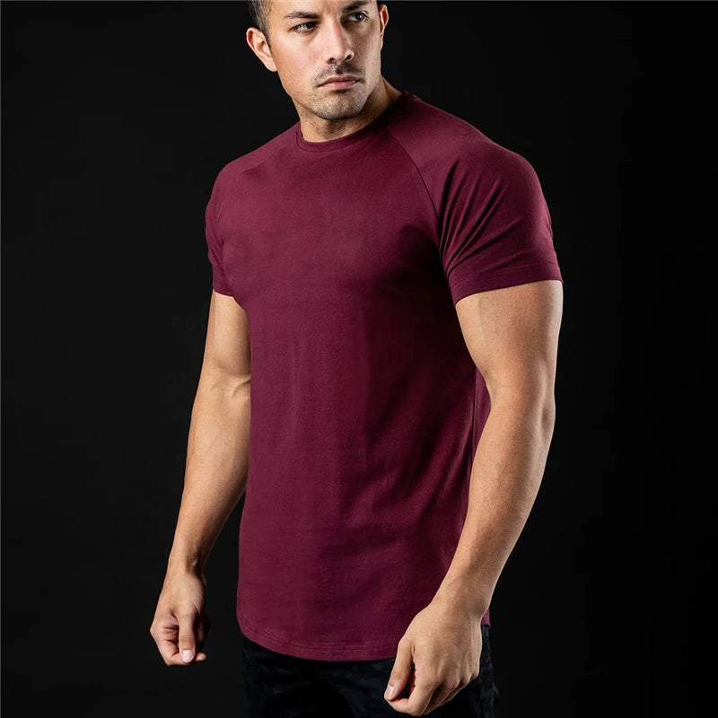 Plain T Shirt Men New Fashion Tee Shirts Summer Cotton Short Sleeve Tshirt Fitness Mens Gym Clothing Casual Sports T Shirts-Unboundless