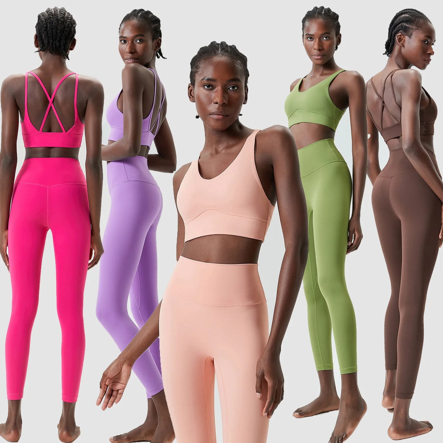 Women Two Pieces Fitness Yoga Set Buttery Soft Stretch Fabric Gym Suit Slim Fit Breathable Quick Dry Sportswear Workout Clothes-Unboundless