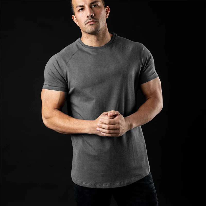 Plain T Shirt Men New Fashion Tee Shirts Summer Cotton Short Sleeve Tshirt Fitness Mens Gym Clothing Casual Sports T Shirts-Unboundless