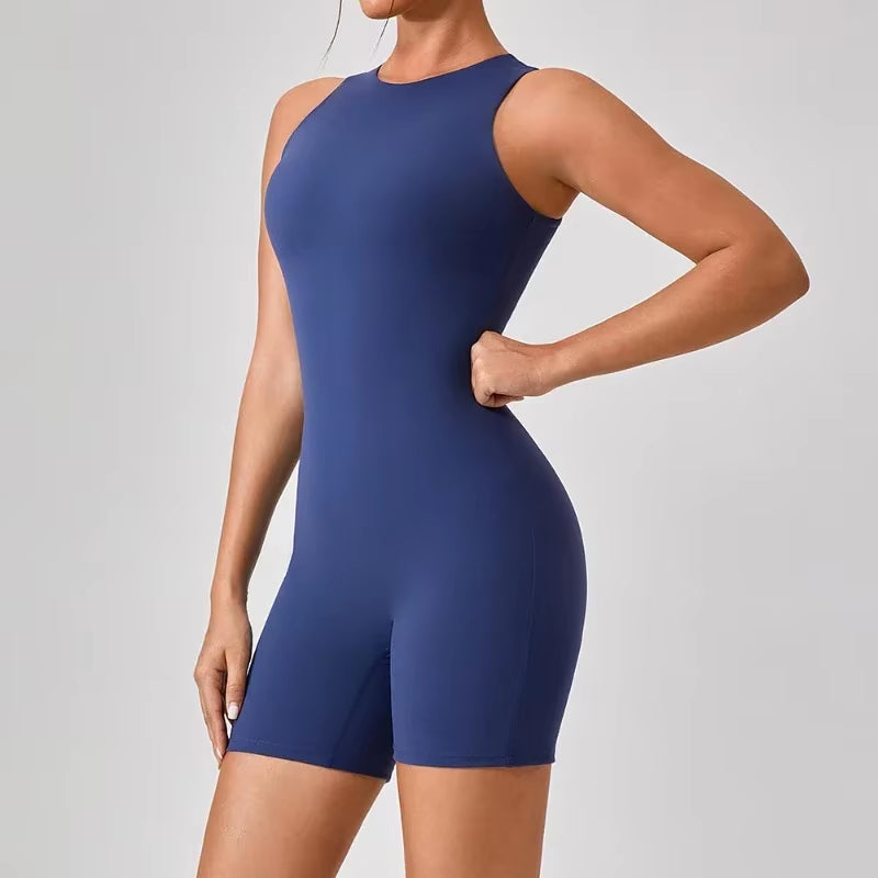 Back Zipper-Up Yoga Jumpsuit-Unboundless