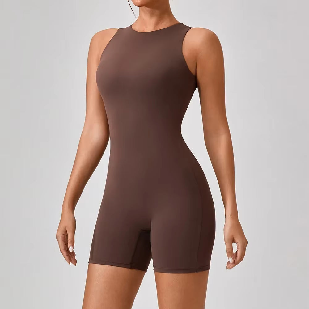 Back Zipper-Up Yoga Jumpsuit-Unboundless