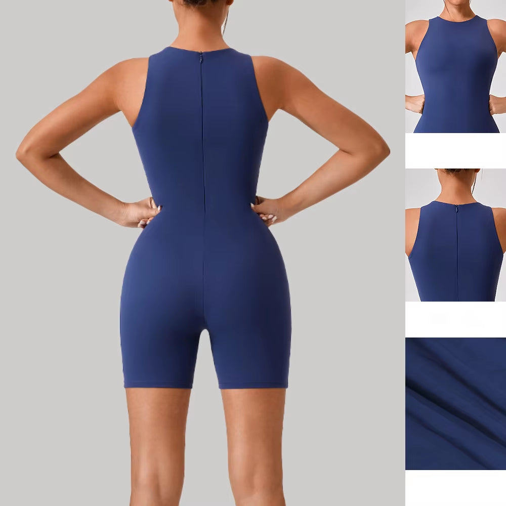 Back Zipper-Up Yoga Jumpsuit-Unboundless