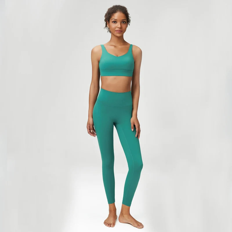 Two Pieces Fitness Yoga Set Women Solid Color Buttery Soft Gym Suit Breathable Workout Running Sportswear Female Clothes-Unboundless