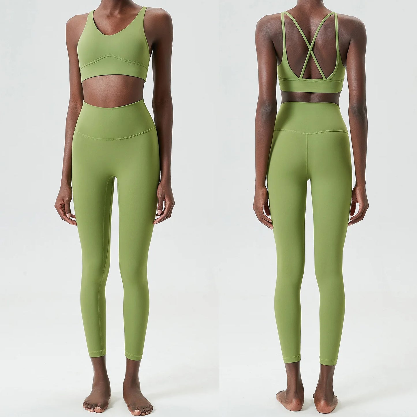 Women Two Pieces Fitness Yoga Set Buttery Soft Stretch Fabric Gym Suit Slim Fit Breathable Quick Dry Sportswear Workout Clothes-Unboundless