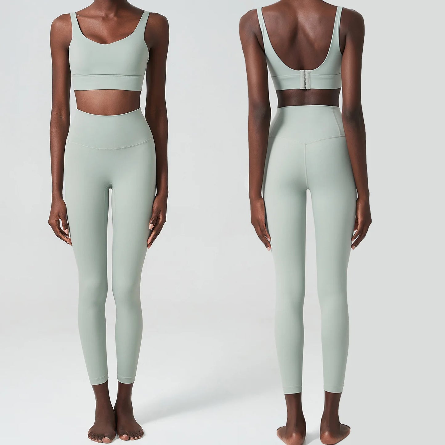 Two Pieces Fitness Yoga Set Women Solid Color Buttery Soft Gym Suit Breathable Workout Running Sportswear Female Clothes-Unboundless