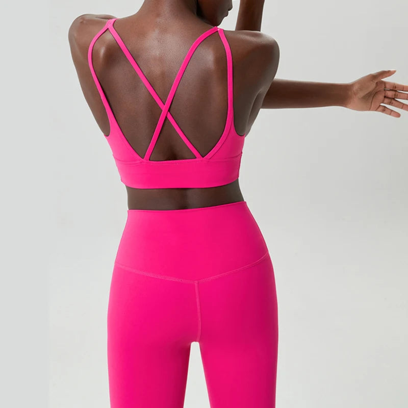 Women Two Pieces Fitness Yoga Set Buttery Soft Stretch Fabric Gym Suit Slim Fit Breathable Quick Dry Sportswear Workout Clothes-Unboundless
