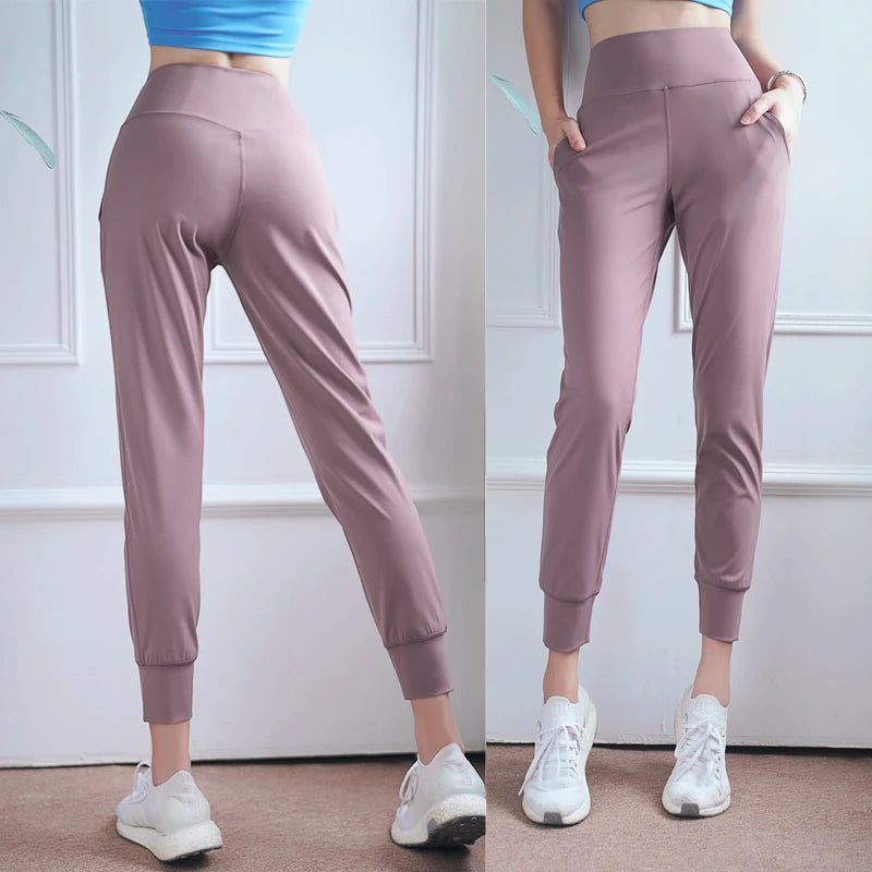 Women Quick-Dry Sports Pants High Waist Running Pants Loose Gym Sweatpants Outdoor Fitness Workout Trousers-Unboundless
