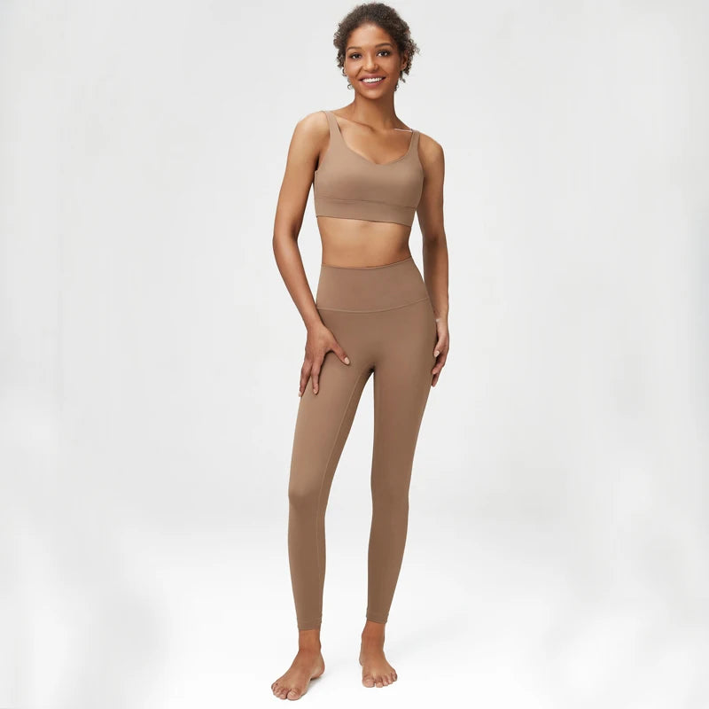Two Pieces Fitness Yoga Set Women Solid Color Buttery Soft Gym Suit Breathable Workout Running Sportswear Female Clothes-Unboundless