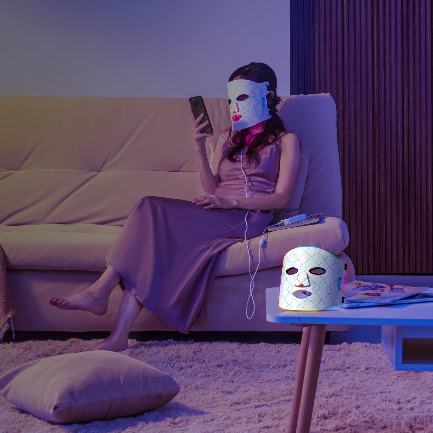 VEVOR Red Light Therapy Mask 7-Color LED Face Mask Light Therapy with 850Nm NIR-Unboundless