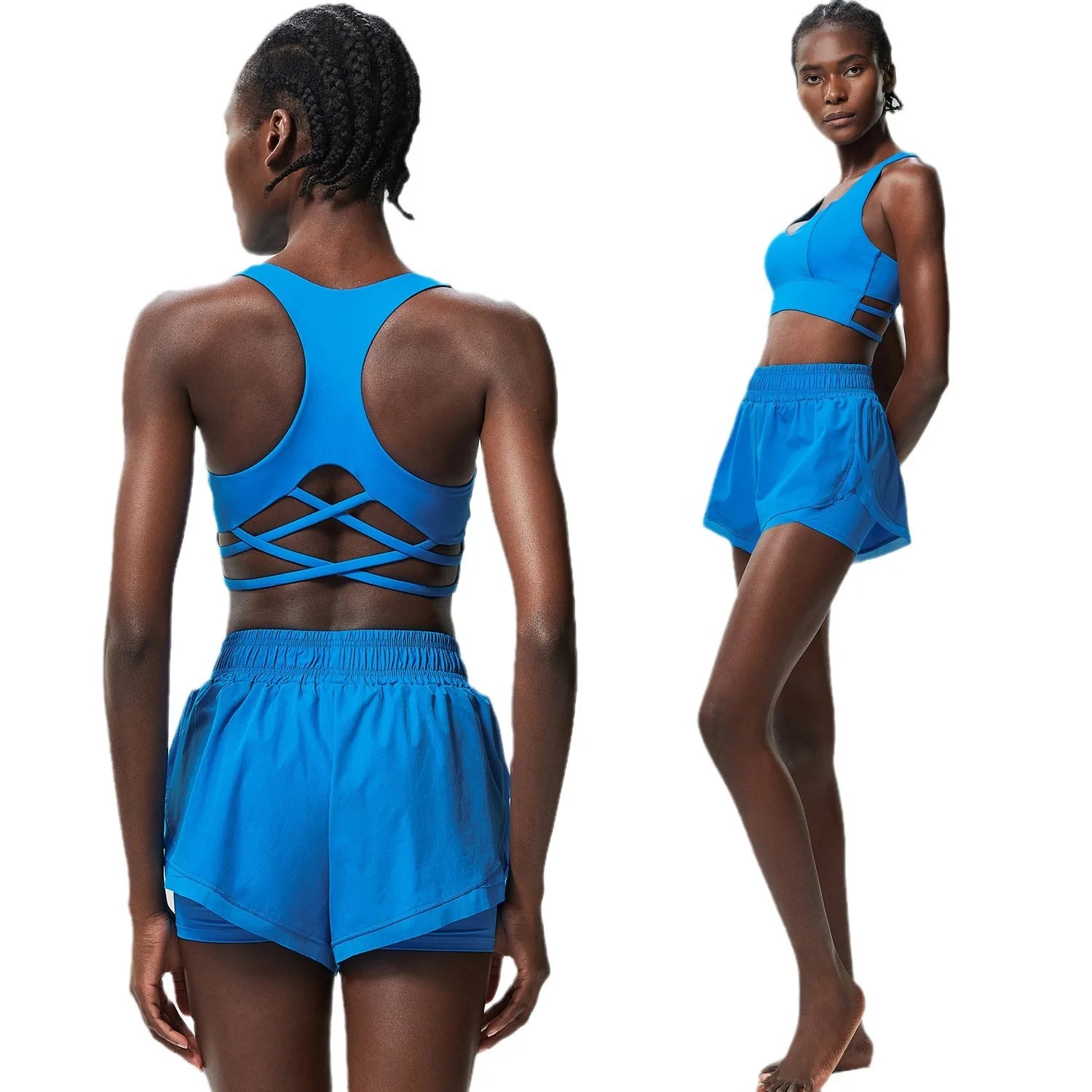 Women Outdoor Running Suit Summer Breathable Quick Dry Short Sportswear Two Pieces Fitness Yoga Set Female Exercise Gym Clothes-Unboundless