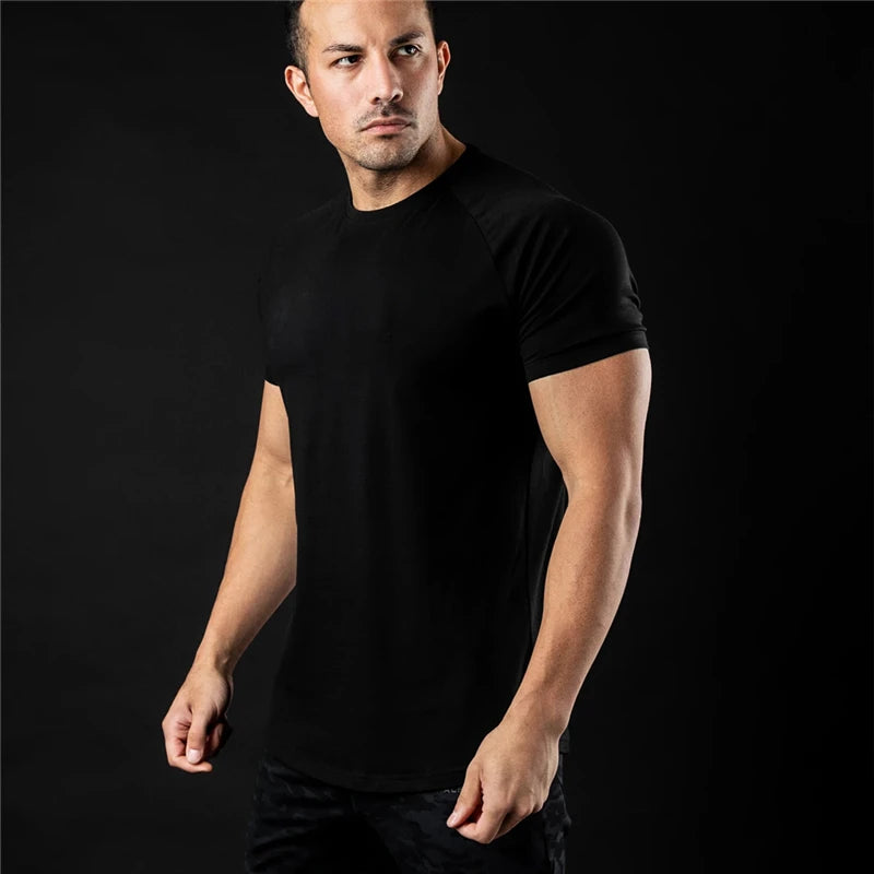 Plain T Shirt Men New Fashion Tee Shirts Summer Cotton Short Sleeve Tshirt Fitness Mens Gym Clothing Casual Sports T Shirts-Unboundless