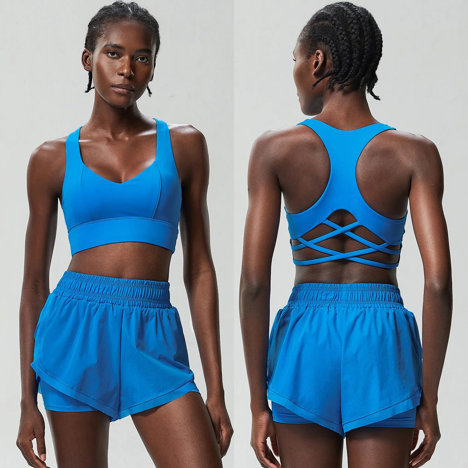 Women Outdoor Running Suit Summer Breathable Quick Dry Short Sportswear Two Pieces Fitness Yoga Set Female Exercise Gym Clothes-Unboundless