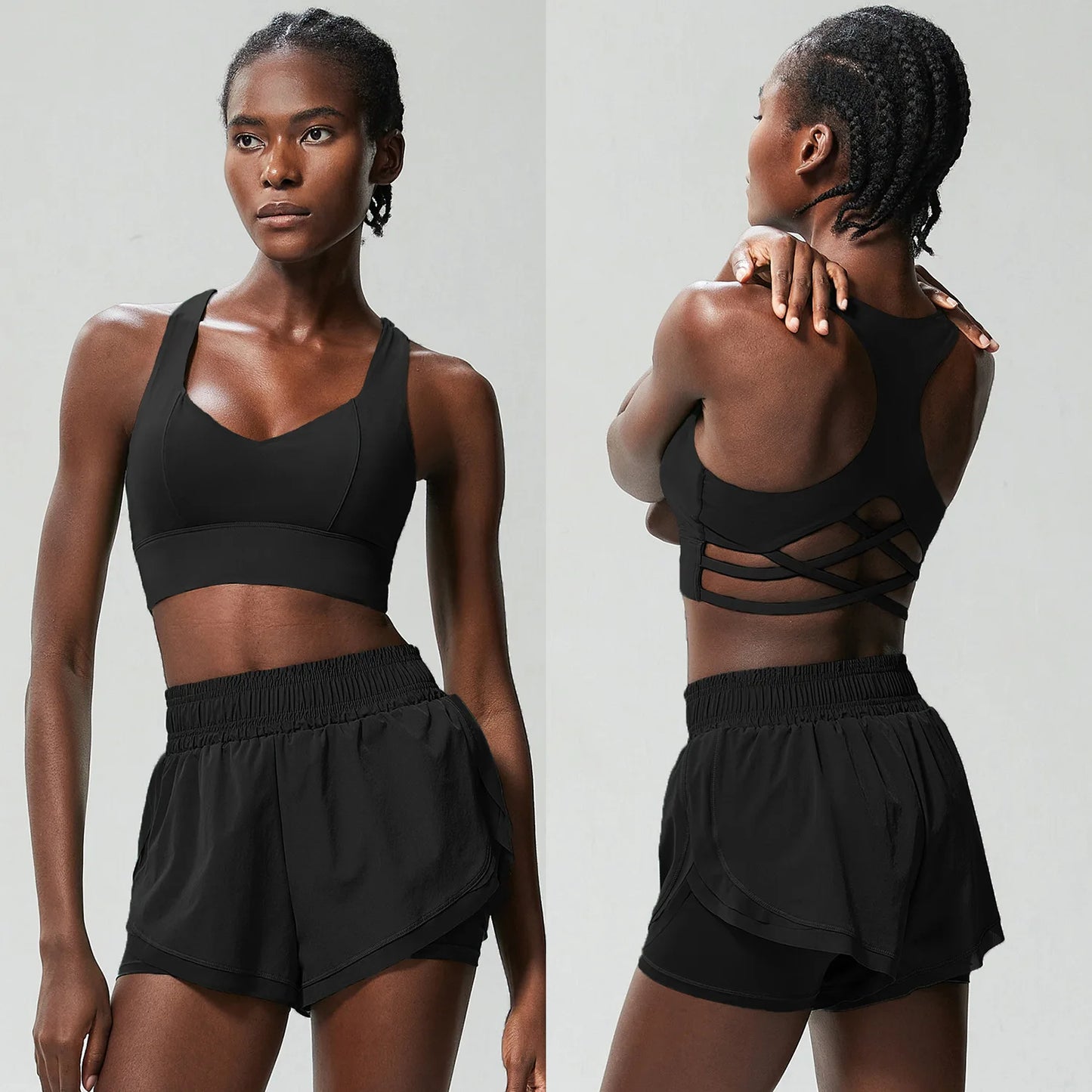 Women Outdoor Running Suit Summer Breathable Quick Dry Short Sportswear Two Pieces Fitness Yoga Set Female Exercise Gym Clothes-Unboundless