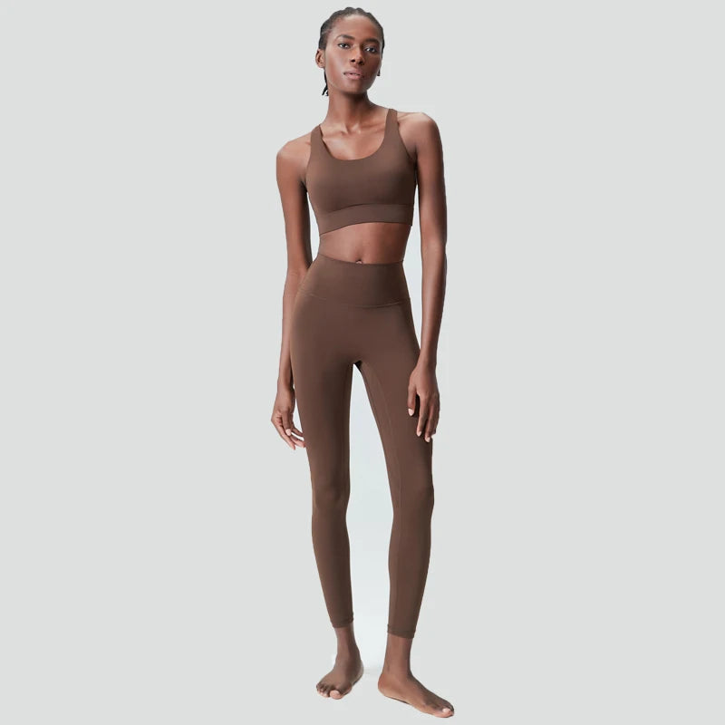 Women Two Pieces Fitness Yoga Set Solid Color Super Stretch Soft Gym Running Suit Buttery Soft Breathable Workout Clothes-Unboundless