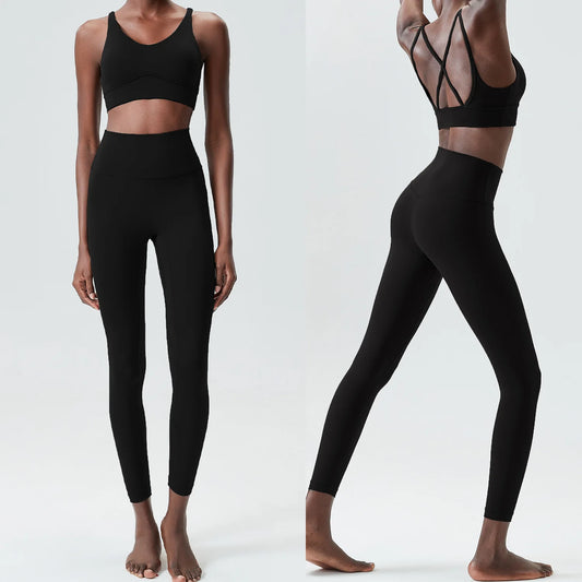 Women Two Pieces Fitness Yoga Set Buttery Soft Stretch Fabric Gym Suit Slim Fit Breathable Quick Dry Sportswear Workout Clothes-Unboundless