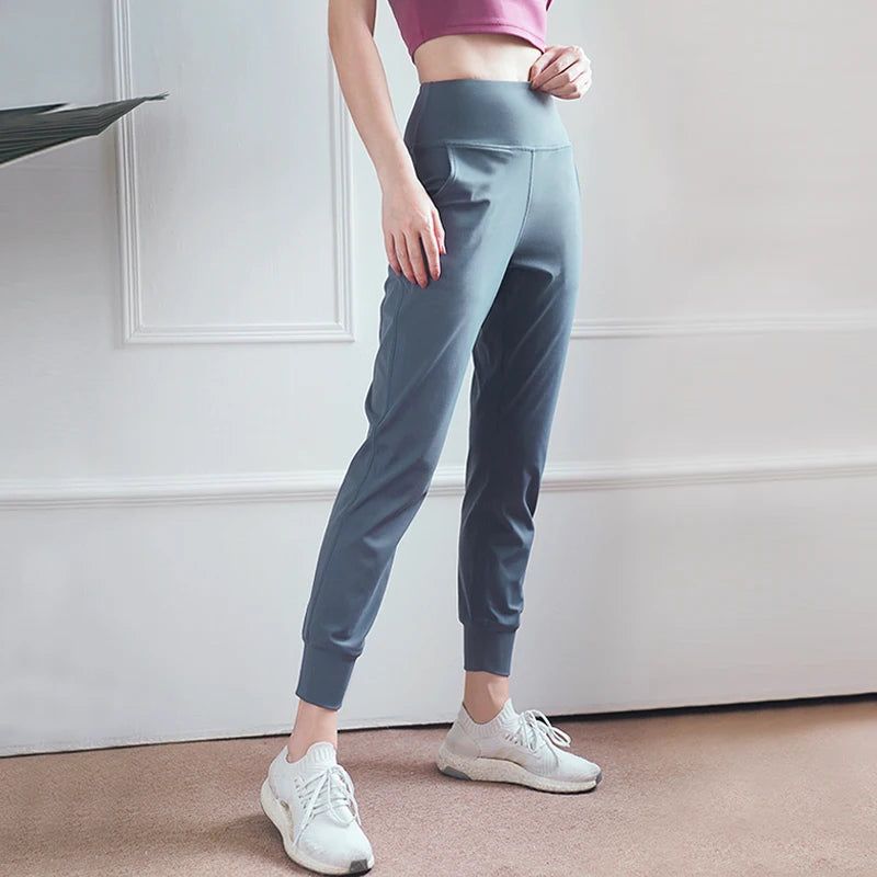 Women Quick-Dry Sports Pants High Waist Running Pants Loose Gym Sweatpants Outdoor Fitness Workout Trousers-Unboundless