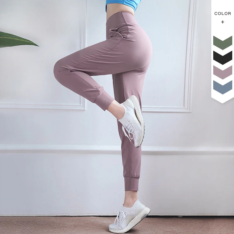 Women Quick-Dry Sports Pants High Waist Running Pants Loose Gym Sweatpants Outdoor Fitness Workout Trousers-Unboundless