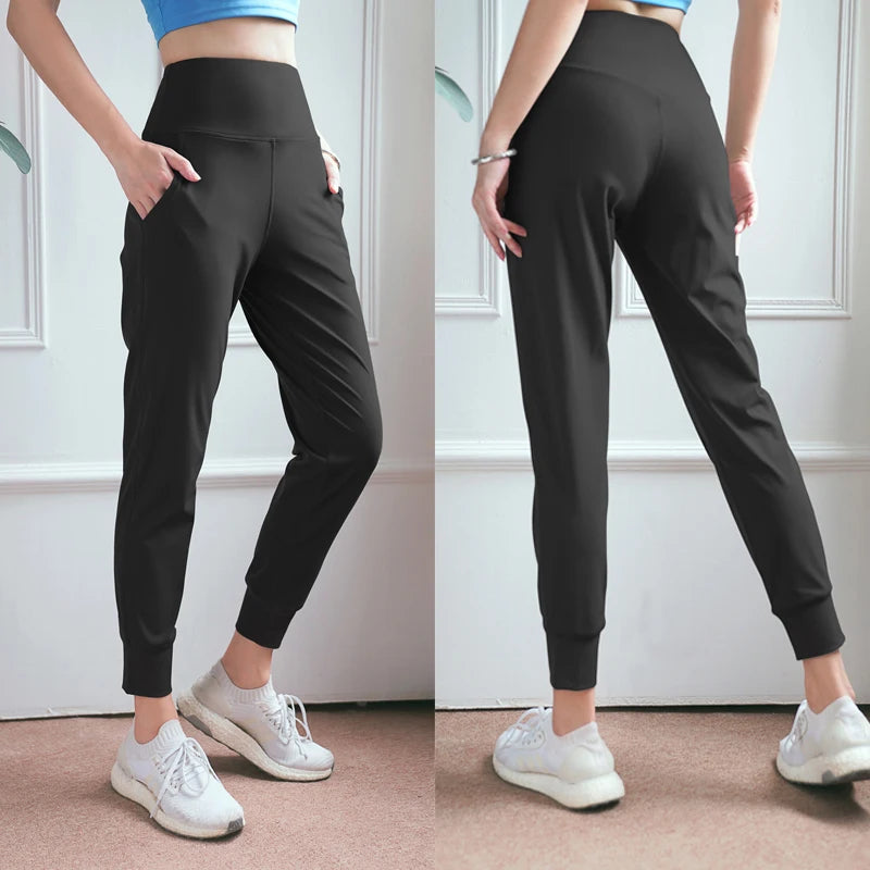 Women Quick-Dry Sports Pants High Waist Running Pants Loose Gym Sweatpants Outdoor Fitness Workout Trousers-Unboundless