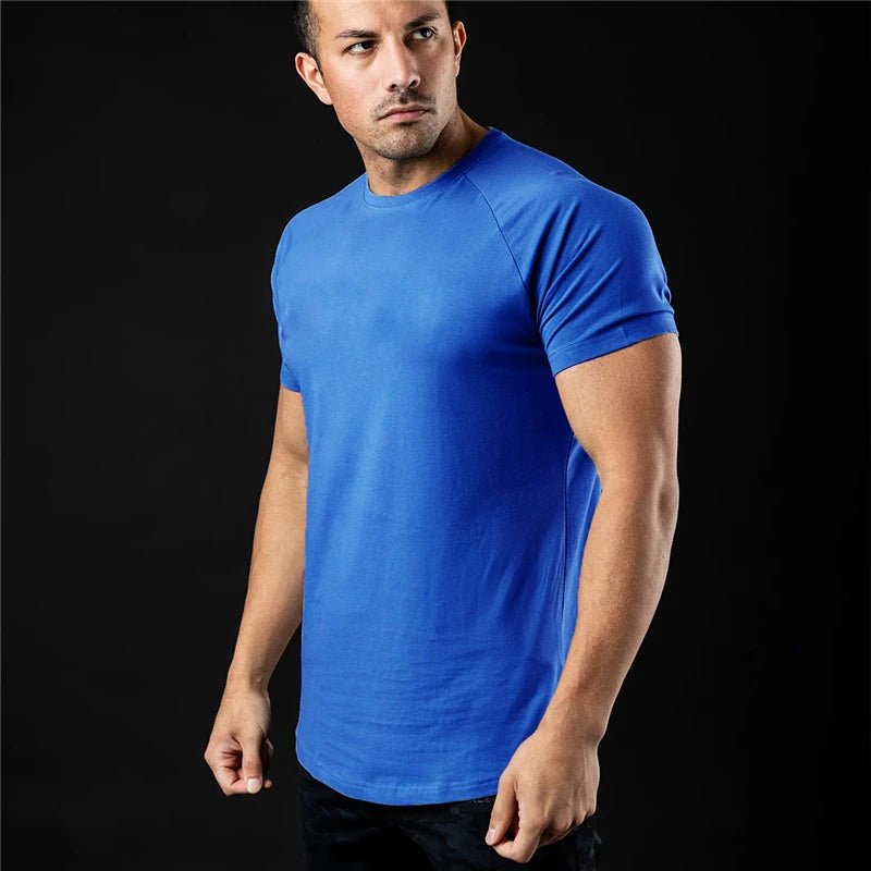 Plain T Shirt Men New Fashion Tee Shirts Summer Cotton Short Sleeve Tshirt Fitness Mens Gym Clothing Casual Sports T Shirts-Unboundless