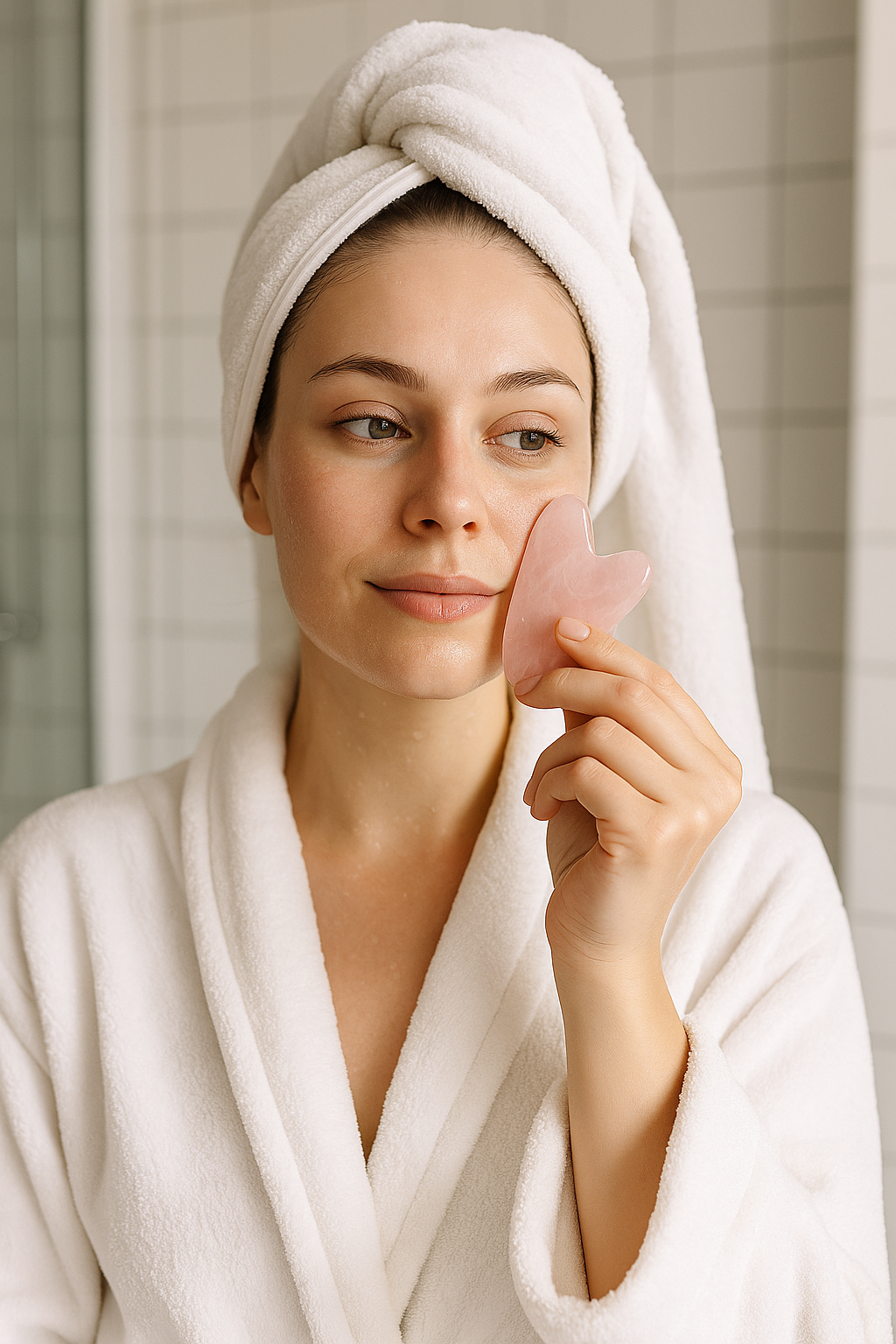Gua Sha Facial Tools, Rose Quartz Guasha Tool for Face & Eye Gua Sha Stone for Puffiness Reducing & Jawline Sculpting Face Stone Gua Sha Tools for Skin Care Woman Guasha Stone Tool, Pink-Unboundless