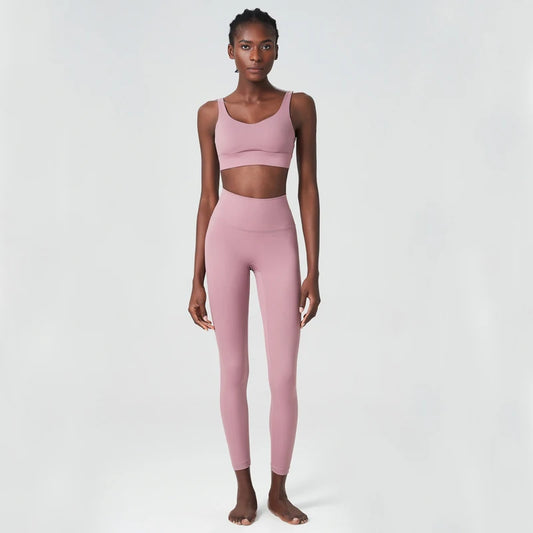 Two Pieces Fitness Yoga Set Women Solid Color Buttery Soft Gym Suit Breathable Workout Running Sportswear Female Clothes-Unboundless