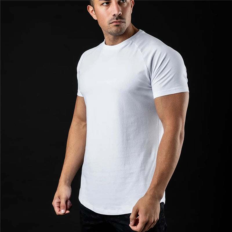 Plain T Shirt Men New Fashion Tee Shirts Summer Cotton Short Sleeve Tshirt Fitness Mens Gym Clothing Casual Sports T Shirts-Unboundless