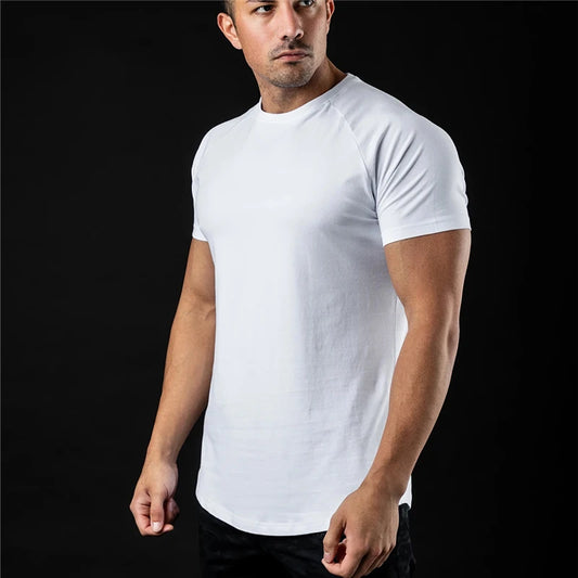 Plain T Shirt Men New Fashion Tee Shirts Summer Cotton Short Sleeve Tshirt Fitness Mens Gym Clothing Casual Sports T Shirts-Unboundless