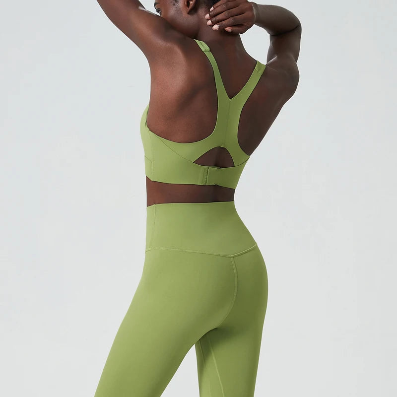 Women Two Pieces Fitness Yoga Set Solid Color Super Stretch Soft Gym Running Suit Buttery Soft Breathable Workout Clothes-Unboundless