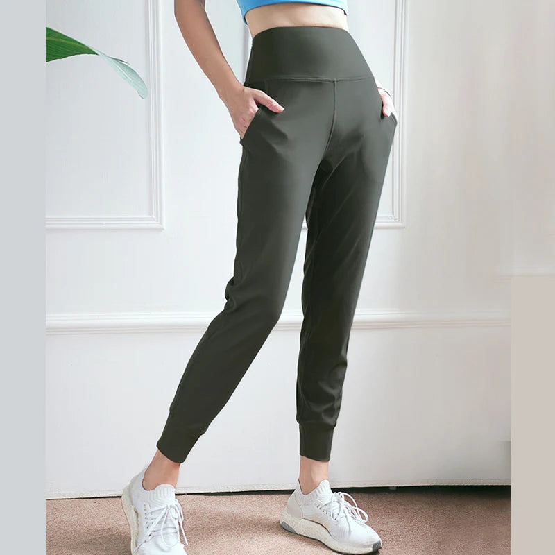 Women Quick-Dry Sports Pants High Waist Running Pants Loose Gym Sweatpants Outdoor Fitness Workout Trousers-Unboundless