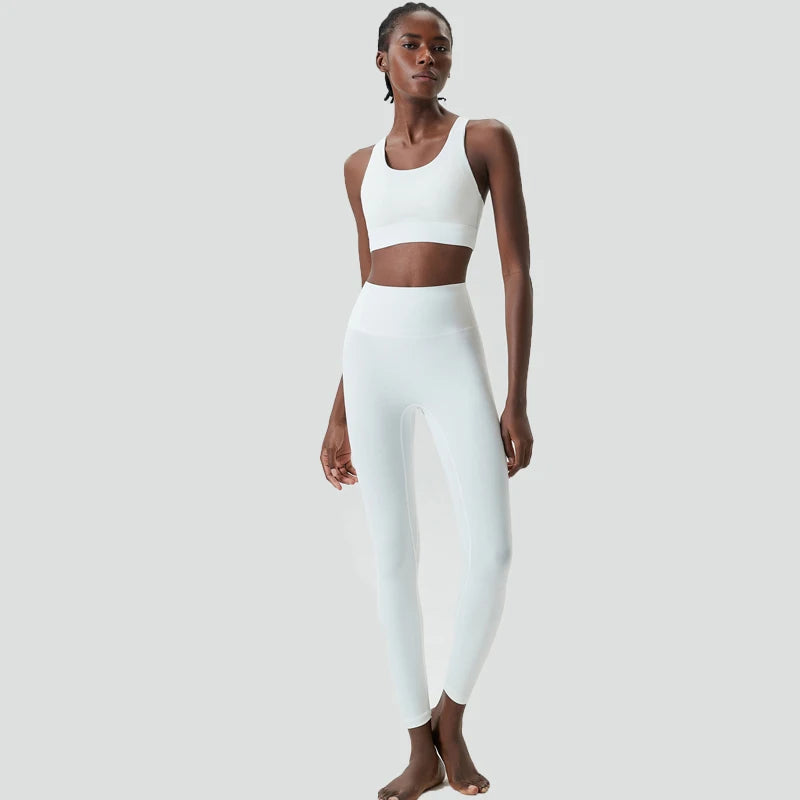 Women Two Pieces Fitness Yoga Set Solid Color Super Stretch Soft Gym Running Suit Buttery Soft Breathable Workout Clothes-Unboundless