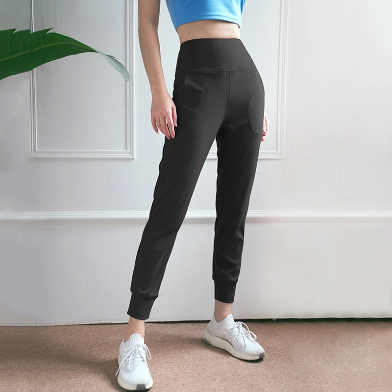 Women Quick-Dry Sports Pants High Waist Running Pants Loose Gym Sweatpants Outdoor Fitness Workout Trousers-Unboundless