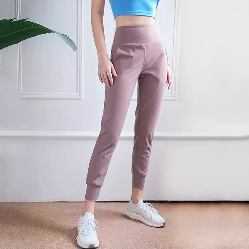 Women Quick-Dry Sports Pants High Waist Running Pants Loose Gym Sweatpants Outdoor Fitness Workout Trousers-Unboundless