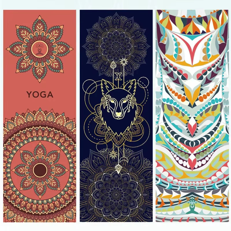 Hot Yoga Mat Towel 185*63Cm Printed Yoga Towel Non Slip Fitness Workout Mat Cover for Pilates Gym Yoga Blankets