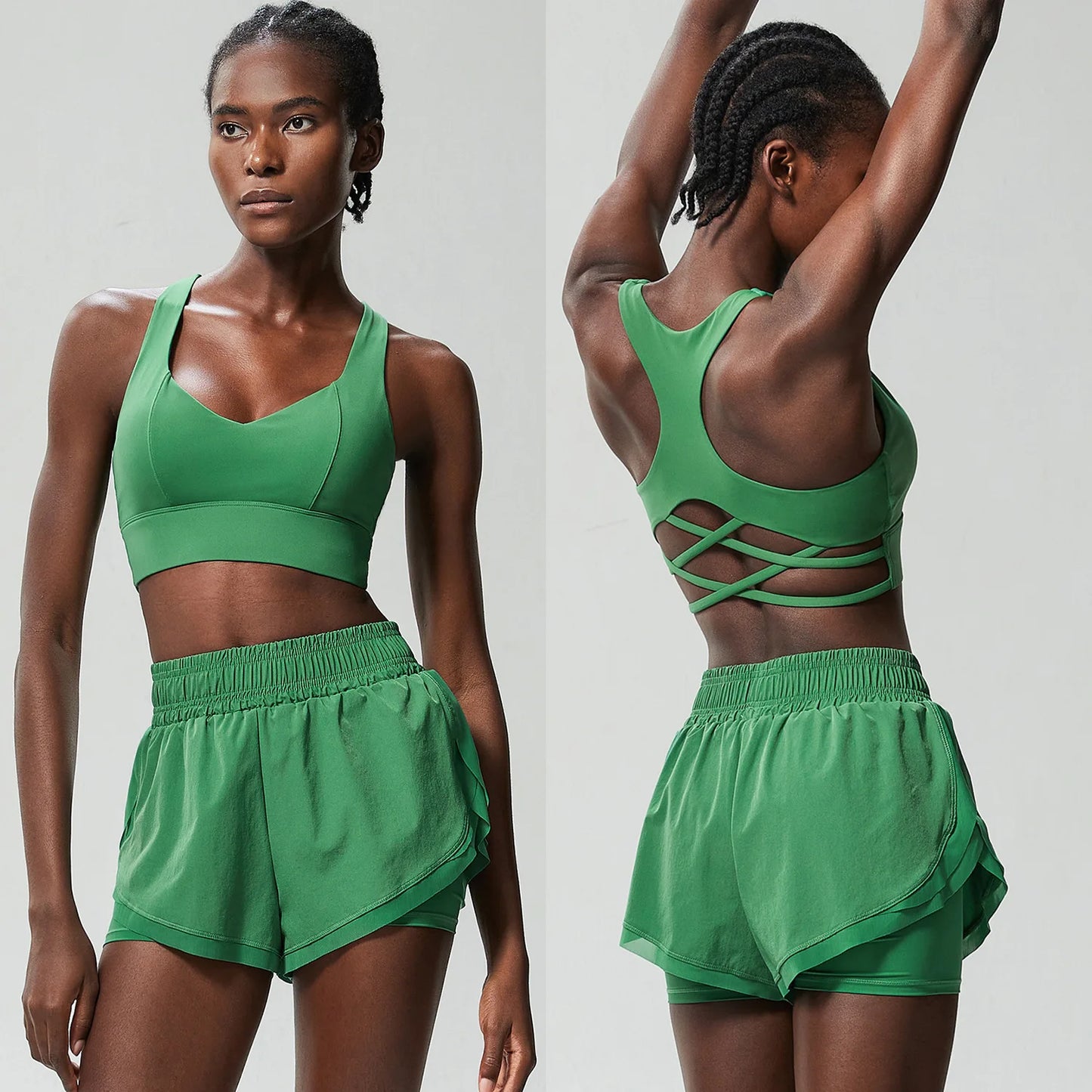 Women Outdoor Running Suit Summer Breathable Quick Dry Short Sportswear Two Pieces Fitness Yoga Set Female Exercise Gym Clothes-Unboundless